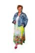 Plus size bavlnená sukňa - rozkvitnutá lúka